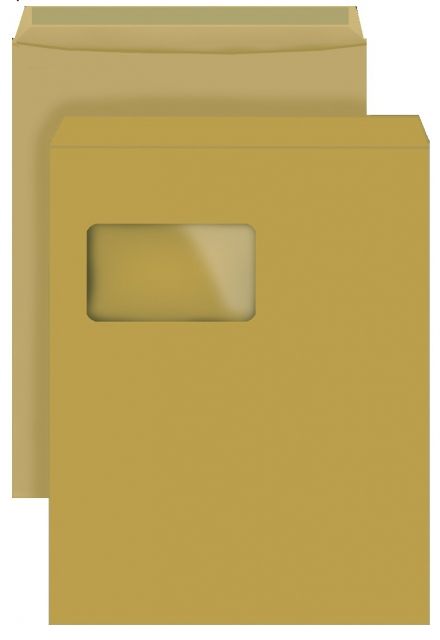 Versandtaschen DIN C4, natron/braun, mit Fenster, SK, 90g/qm