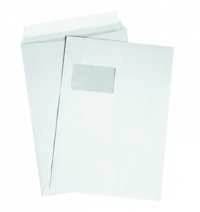 Versandtaschen DIN C4, weiß, mit Fenster, HK, 90g/qm