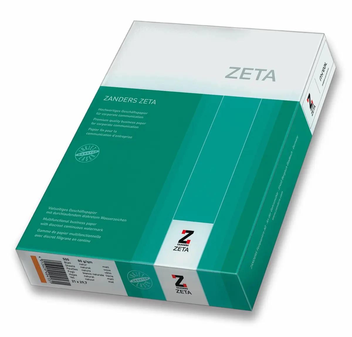 ZANDERS Zeta matt, natur, mit Wasserzeichen - 80g/qm DIN A4