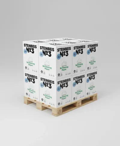 Steinbeis No.3 Pure White Recyclingpapier 80g/qm DIN A4 - Palette (100.000 Blatt)